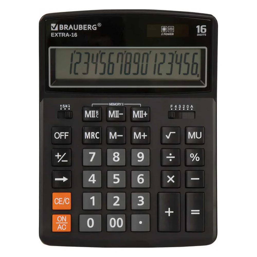 Настольный калькулятор BRAUBERG EXTRA-16-BK 250475