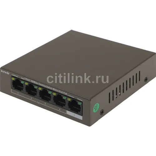 Коммутатор TENDA TEF1105P-4-63W, неуправляемый