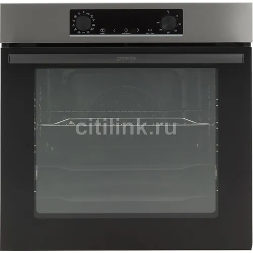 Духовой шкаф электрический Gorenje BOSB6737E06X, 77л, дверца с 2 стеклами, нержавеющая сталь/черный