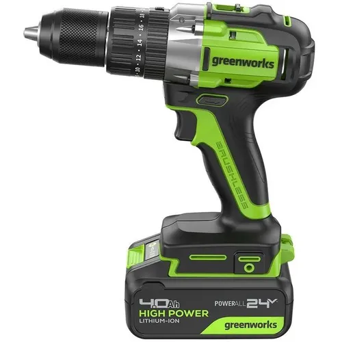 Ударная дрель-шуруповерт GREENWORKS GD24DD60, 4Ач, с одним аккумулятором [3704107cub]