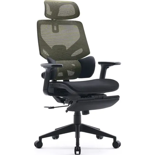 Кресло Cactus CS-CHR-MC01, сетка/ткань, до 120кг, регулируемые 2D подлокотники, черный/салатовый