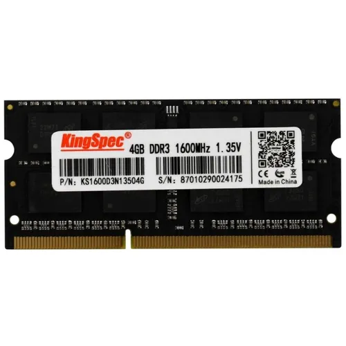 Оперативная память KINGSPEC KS1600D3N13504G DDR3 - 1x 4ГБ 1600МГц, для ноутбуков (SO-DIMM), Ret