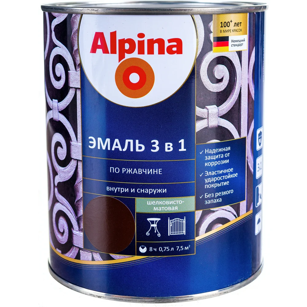 Алкидно-уретановая эмаль по ржавчине ALPINA 948103652