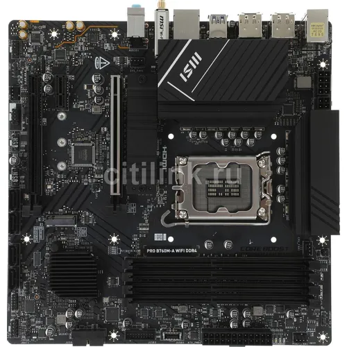 Материнская плата MSI PRO B760M-A WIFI DDR4, Socket LGA 1700, Intel B760, mATX, Ret