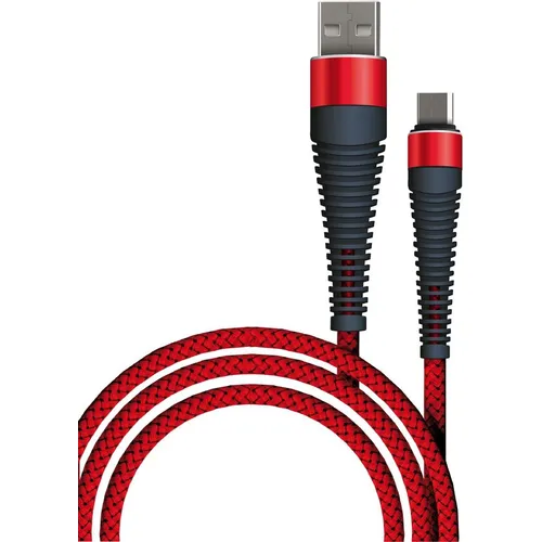 Кабель BORASCO Fishbone, micro USB (m) - USB (m), 1м, 3A, красный [50183]