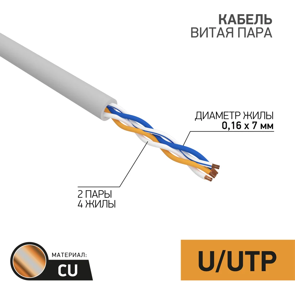 Кабель UTP REXANT STRANDED 01-0026