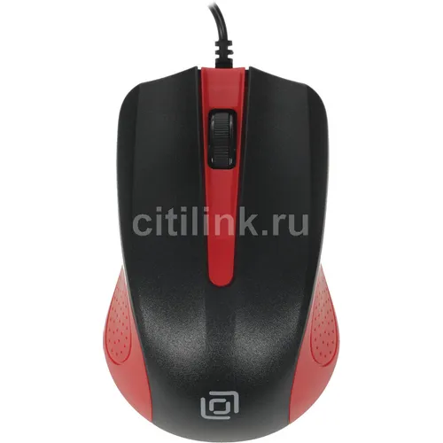 Мышь проводная Oklick 225M, оптическая, USB, 1200dpi, черный и красный [288237]