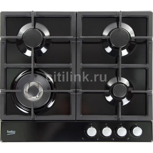 Газовая варочная панель Beko HIAW64225SB, 4 конфорки, эмалированная сталь, черный