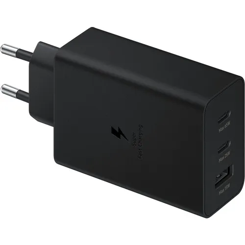 Сетевое зарядное устройство Samsung EP-T6530, USB-A, 2xUSB-C, 65Вт, 3A, черный [ep-t6530nbegeu]