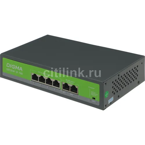 Коммутатор Digma DSP204F-2F-T80, неуправляемый [dsp204f-2f-t80 v1]