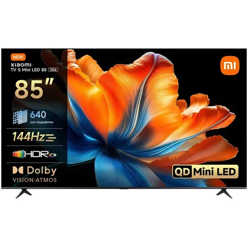 85" Телевизор Xiaomi TV S Mini LED 85 2026 QLED, 4K Ultra HD, СМАРТ ТВ, Android TV, темно-серый