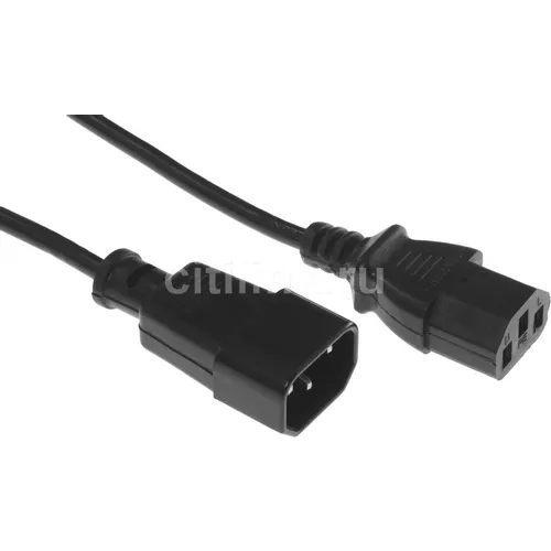 Кабель-удлинитель питания Buro IEC C13 (прямой) - IEC C14 (прямой), 3x0.35 мм2, 3м, пакет, черный [an23-1008-3]