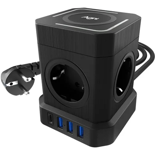 Сетевой фильтр AGNI TP-VE4U5E-C-W, 5м, черный [tp-ve4u5e-c-w-5m-black]