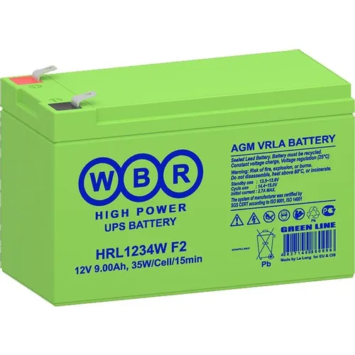 Аккумуляторная батарея WBR HRL1234W F2 для ИБП, 12В, 9Ач [hrl1234w f2 wbr]