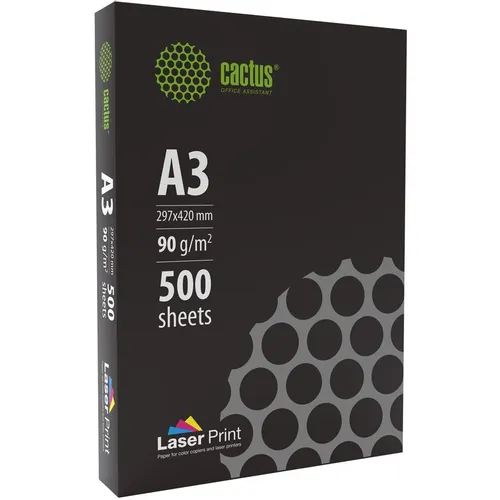 Бумага Cactus LaserPrint CS-LPA390500, A3, для лазерной печати, 500л, 90г/м2, белый