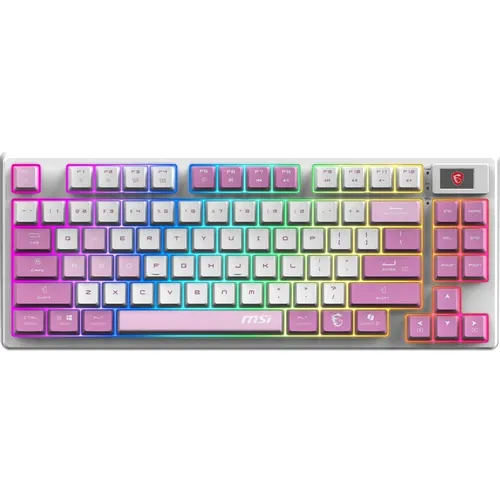 Клавиатура MSI Forge GK600, беспроводная, USB, Bluetooth/Радиоканал, механическая, белый/фиолетовый [s11-43ruq01-hh9]