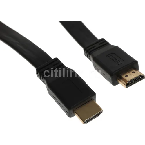 Кабель аудио-видео Buro BU-HDMI-FLAT-v1.4-1.5m, HDMI (m) - HDMI (m), ver 1.4, омедненный, 1.5м, FLAT, черный
