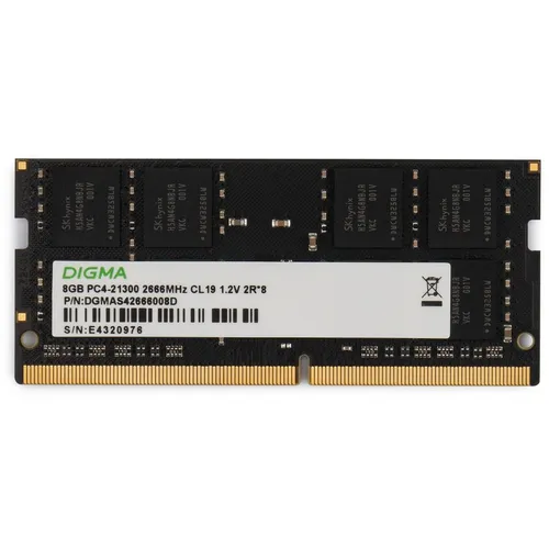 Оперативная память Digma DGMAS42666008D DDR4 - 1x 8ГБ 2666МГц, для ноутбуков (SO-DIMM), Ret