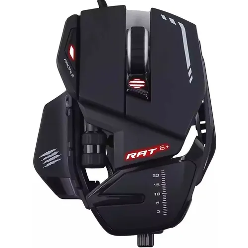 Мышь проводная MAD CATZ R.A.T.6+, игровая, оптическая, USB, 12000dpi, черный [mr04dcinbl000-0]