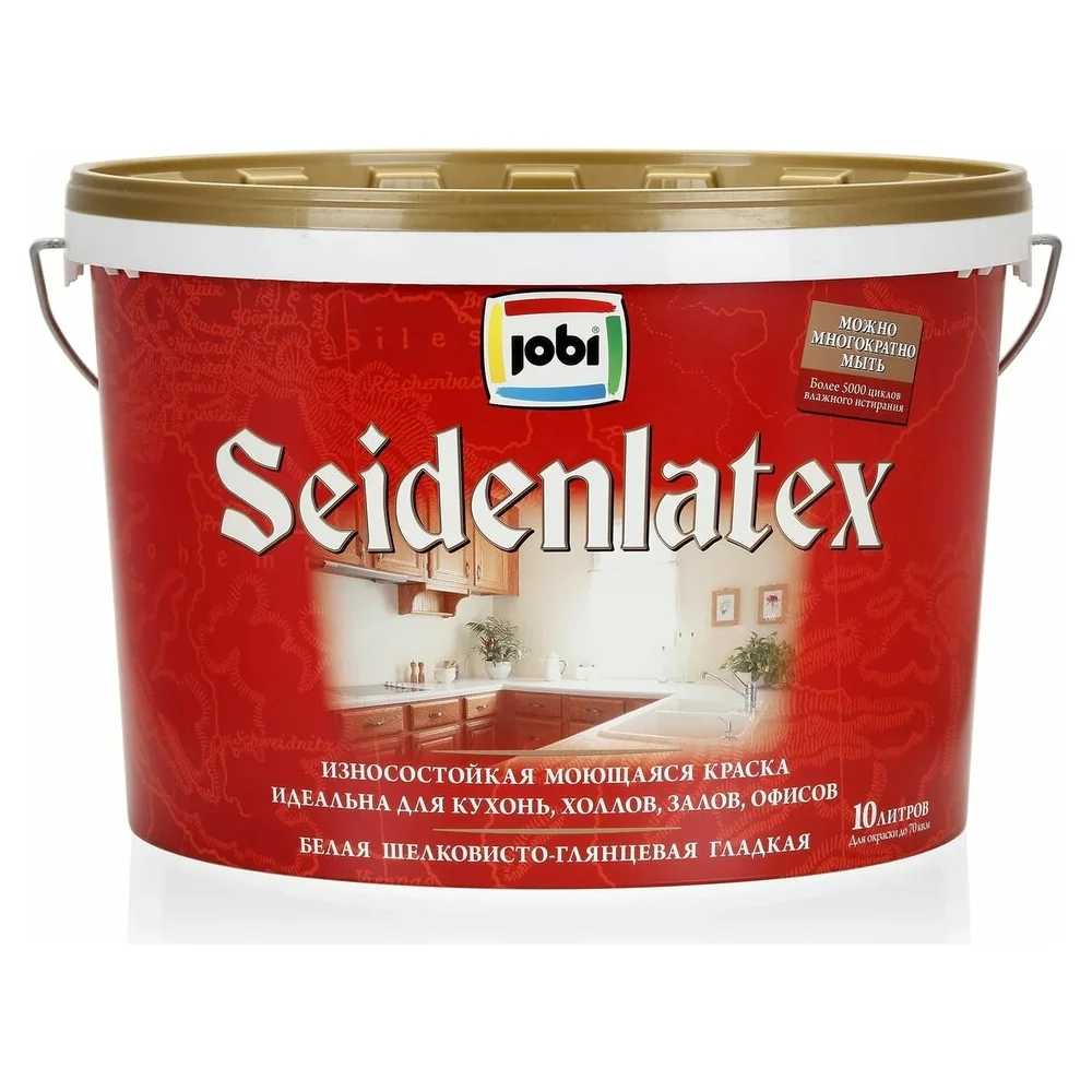 Износостойкая краска для стен и потолков JOBI SEIDENLATEX 11910