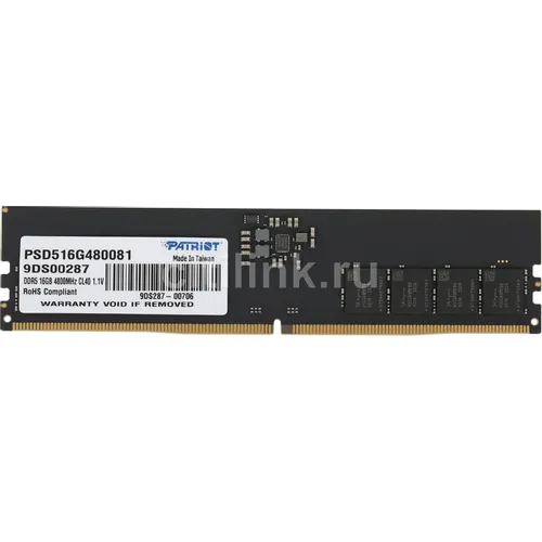 Оперативная память Patriot Signature PSD516G480081 DDR5 - 1x 16ГБ 4800МГц, DIMM, Ret