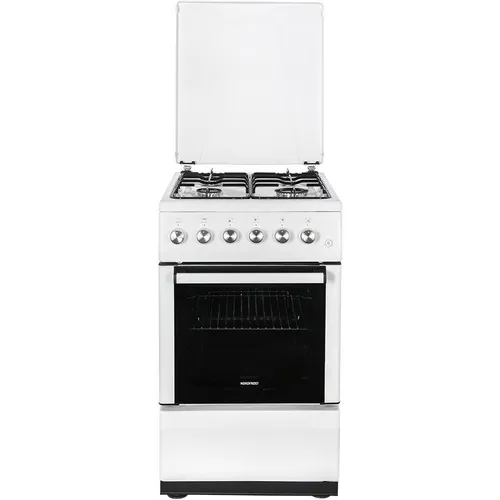 Газовая плита NORDFROST GG5061W, газовая духовка, металлическая крышка, сталь, белый