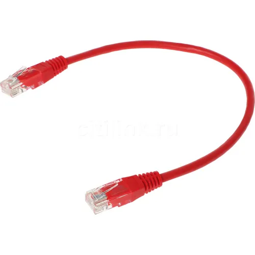 Патч-корд LanMaster вилка RJ-45, вилка RJ-45, кат.5E, ПВХ, 0.3м, красный [twt-45-45-0.3-rd]