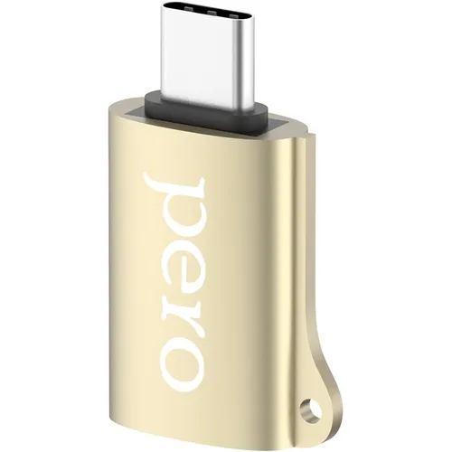 Адаптер OTG PERO AD02, USB Type-C (m) - USB (f), золотистый [prad02tugd]