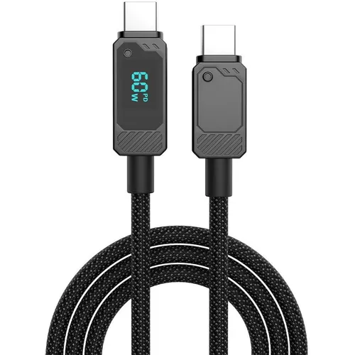 Кабель ZIBELINO USB Type-C (m) - USB Type-C (m), 1м, 3A, черный [zdnc-c-c-60w-led-blk]