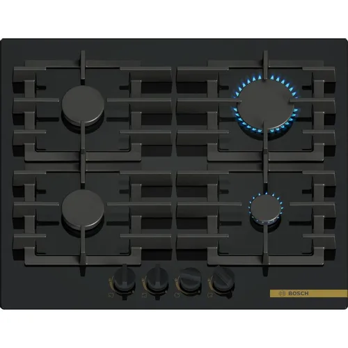 Газовая варочная панель Bosch Serie 6 PPP6B6J40R, 4 конфорки, закаленное стекло, черный