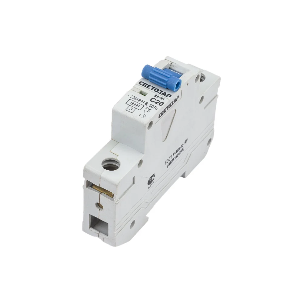 Автомат СВЕТОЗАР 1п, C, 20А, 6кА, 230/400В SV-49061-20-C