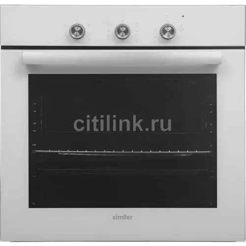 Духовой шкаф электрический Simfer B6EC16016, 58л, дверца с 2 стеклами, белый