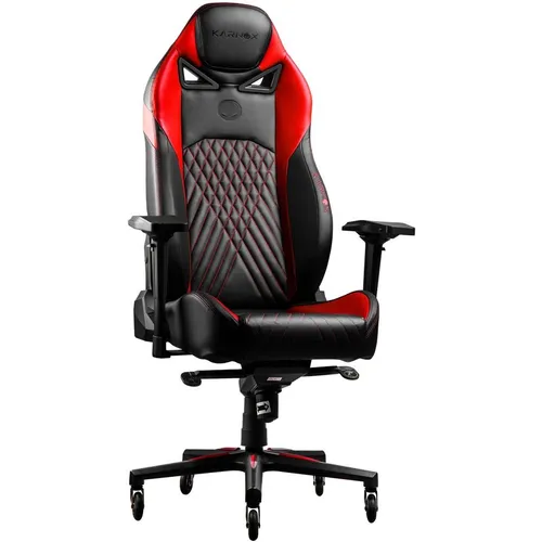 Кресло игровое KARNOX Gladiator Sr, экокожа, до 180кг, мультиблок, регулируемые 4D подлокотники, красный/красный