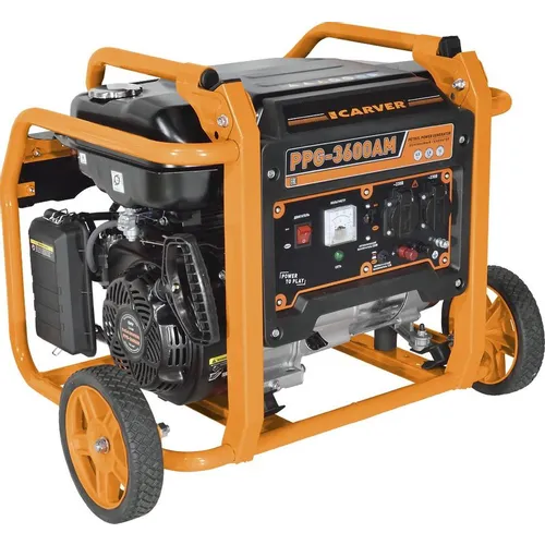 Бензиновый генератор CARVER PPG- 3600AM, 220/12 В, 2.8кВт, на колёсах [01.020.00026]