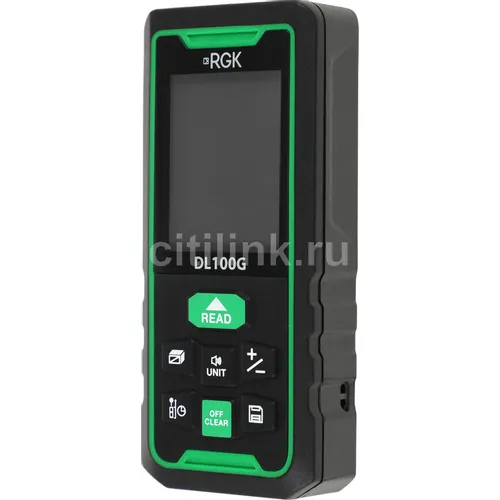 Лазерный дальномер RGK DL100G, 2 класс лазера, 535нм, луч зеленый, с поверкой [755740]