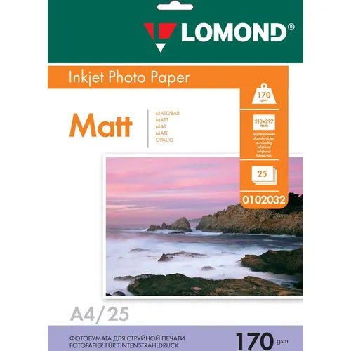 Фотобумага Lomond A4, для струйной печати, 25л, 170г/м2, белый, покрытие матовое /матовое [0102032]