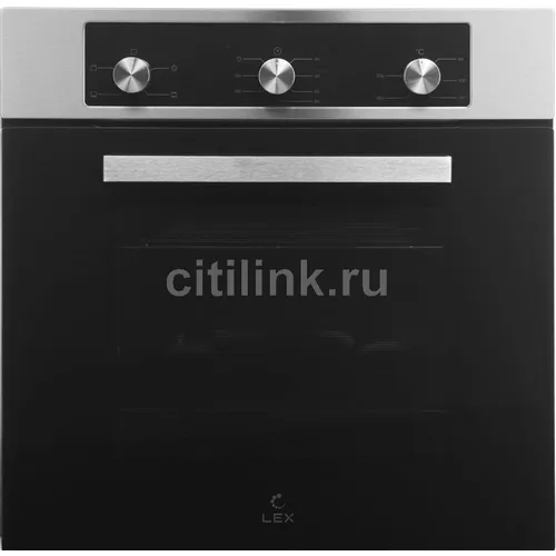 Духовой шкаф электрический LEX EDM 042 IX, 62л, дверца с 2 стеклами, нержавеющая сталь/черный