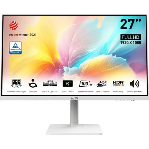 27" Монитор MSI Modern MD2712PW, 1920x1080, IPS, 100Гц, 1хHDMI, белый [9s6-3pa49h-218]