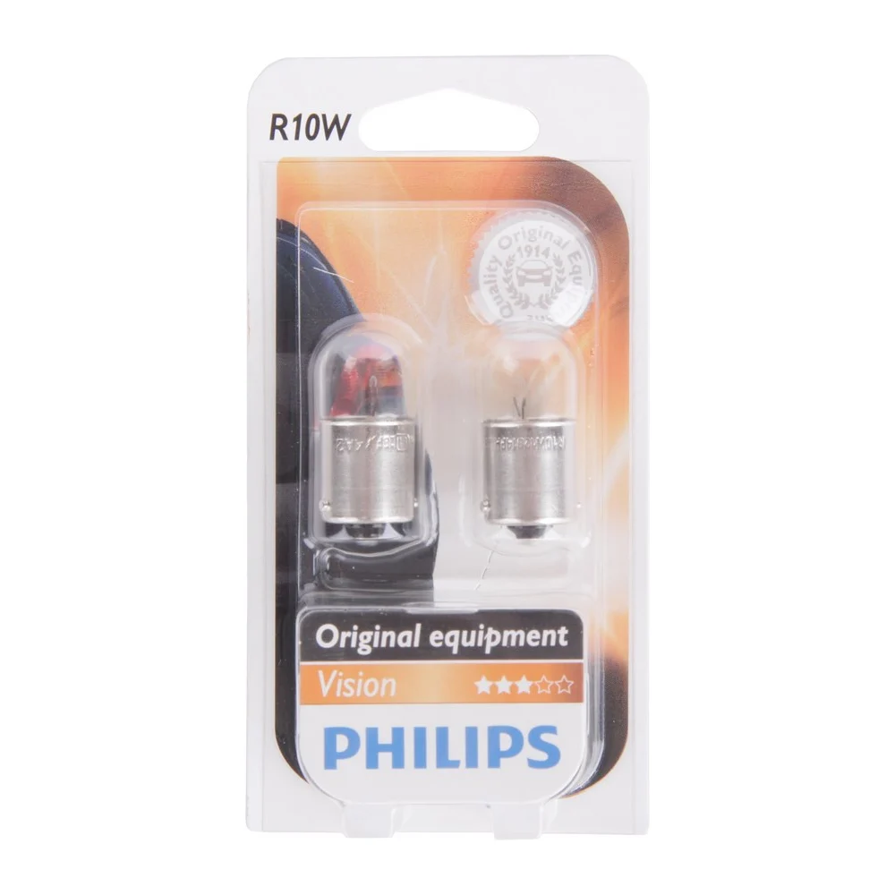 Автолампа PHILIPS R10W BA15s 12V /1/10 P-12814-2бл