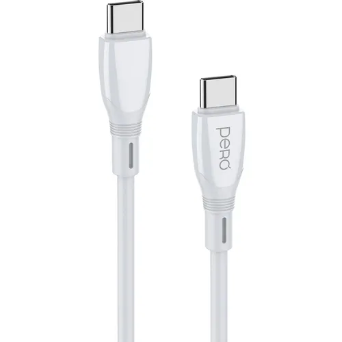 Кабель PERO DC-11, USB Type-C (m) - USB Type-C (m), 2м, 3A, белый [prdc-11tt2mw]