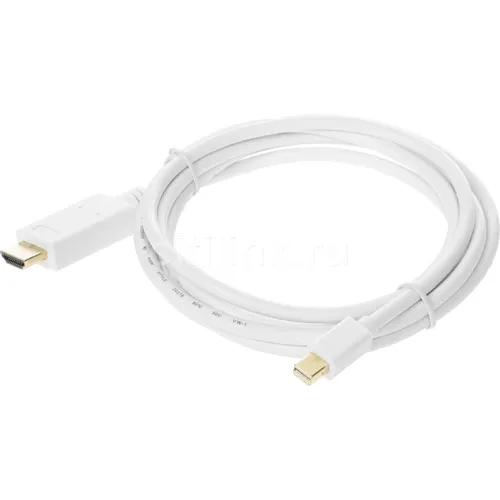 Кабель аудио-видео Buro 1.2v, miniDisplayport (m) - HDMI (m), 2м, GOLD, белый [bhp mdpp-hdmi-2]