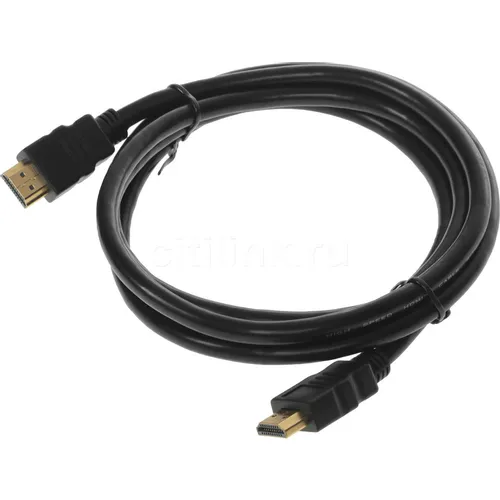 Кабель аудио-видео Cactus CS-HDMI.1.4-1.8, HDMI (m) - HDMI (m), ver 1.4, 1.8м, GOLD, черный