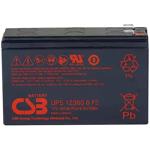 Аккумуляторная батарея CSB UPS123606 F2 для ИБП, 12В, 7.5Ач [ups 123606]