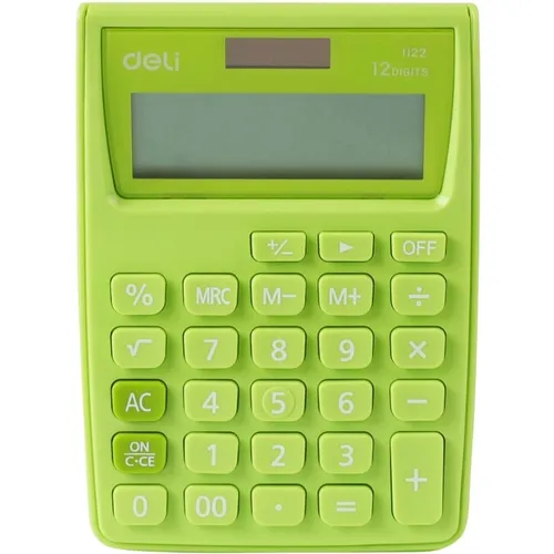 Калькулятор Deli E1122/GRN, 12-разрядный, зеленый