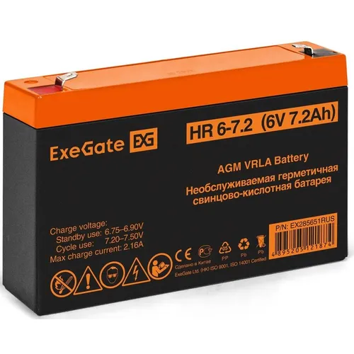 Аккумуляторная батарея EXEGATE EX285651 для ИБП, 6В, 7.2Ач [ex285651rus]