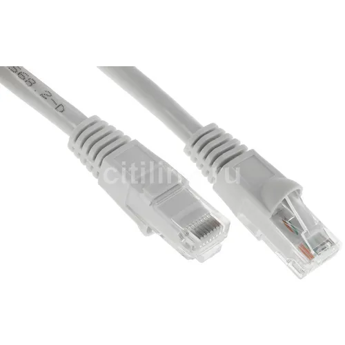 Патч-корд Buro UTP-6-5M-G литой (molded), UTP, кат.6, 5м, 4 пары, 24AWG, алюминий омедненный, многожильный, серый