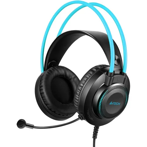 Гарнитура A4TECH Fstyler FH200U, для компьютера, накладные, проводные, серый / синий [fh200u blue]