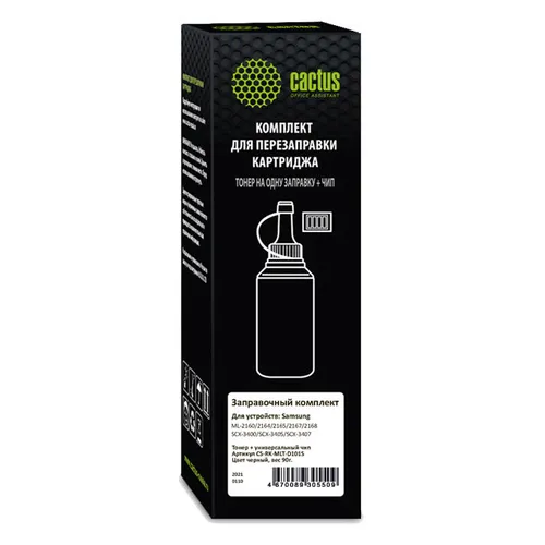 Тонер Cactus CS-RK-MLT-D101S, для Samsung ML-2160/SCX-3400, черный, 90грамм, флакон, чип