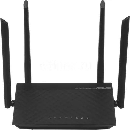 Wi-Fi роутер ASUS RT-AC1200 V2, Wi-Fi 5, AC1200, 2.4/5ГГц, 4 LAN, черный