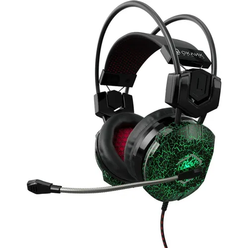 Гарнитура игровая Oklick HS-L500G TOXIC, для компьютера, мониторные, проводные, черный [472656]